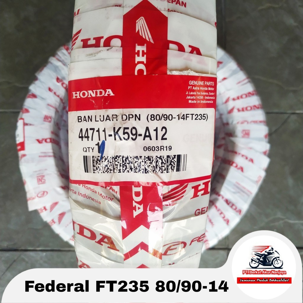 BAN HONDA 80/90-14 TUBELESS FEDERAL FT235 AHM ORIGINAL DEPAN MOTOR MATIC BEAT VARIO