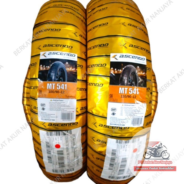 Ban ASCENDO SCOOTER MT541 100/90 & 110/90 Ring12 TUBELESS Bonus Pentil