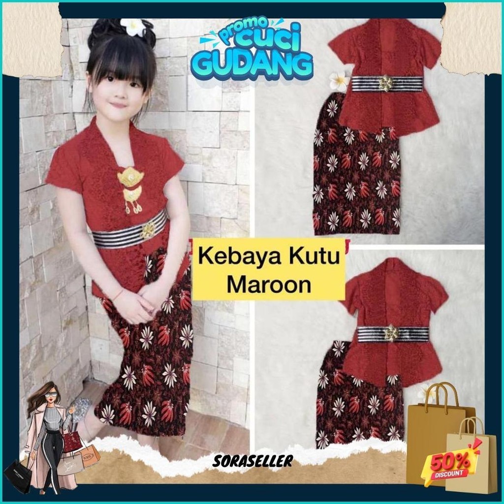 (Promo) Kebaya Anak Perempuan Modern Tk Sd Baju Adat Anak Cewek Umur 5-13 Tahun Seragam Kartini Seko
