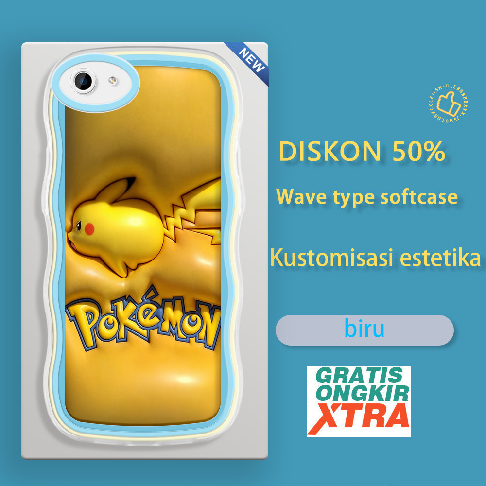 OPPO F1S F3 F5 PLUS F7 YOUTH F11 PRO lite F9 A3 A7X Realme 2 Pro  Casing Ponsel  Pola Pikachu 3D  wa