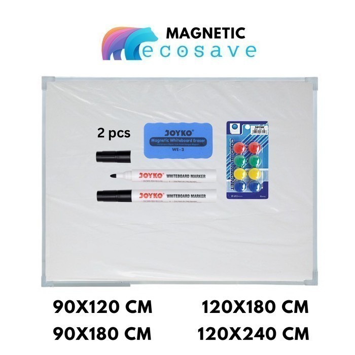 

Whiteboard 120x240 cm Magnetic Papan Tulis Gantung EcoSave 120 x 240