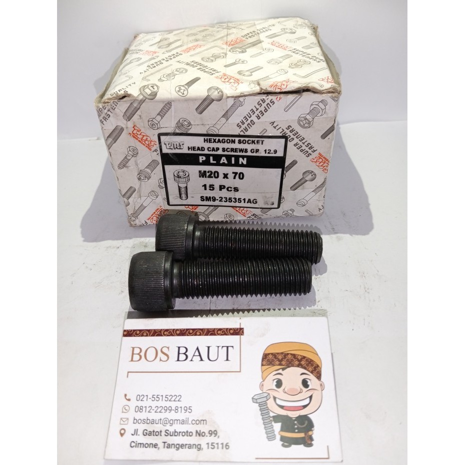 BAUT L BAJA HITAM - SOCKET HEAD KUNCI L - M20X70 P2.5 HITAM