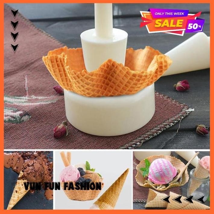 3PCS/SET CETAKAN CONE ICE CREAM WAFFLE CONE MAKER / CETAKAN ES KRIM CONE BEST PRODUK BY VUNFUNFASHIO