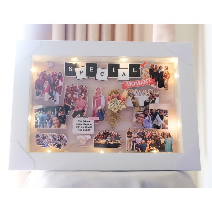

Ready Scrapbook Frame Bingkai Foto Dengan Bunga Kering Hadiah Anniversary
