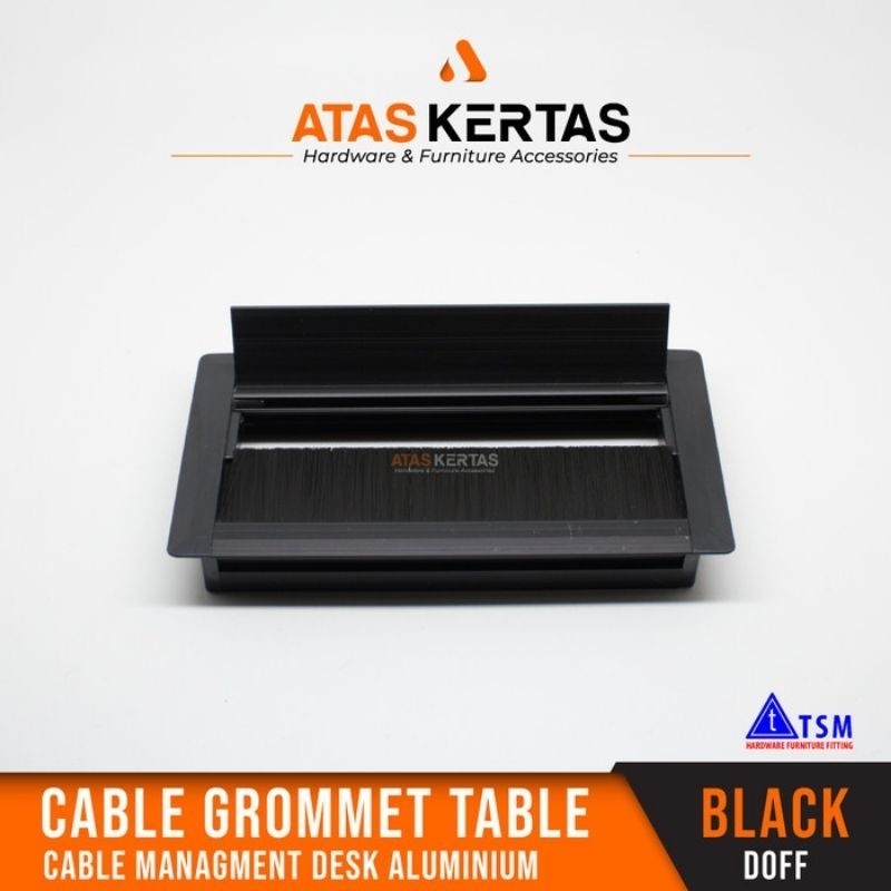 ALUMINIUM GROMET KABEL MEJA / TUTUP LUBANG KABEL MEJA KOTAK HITAM