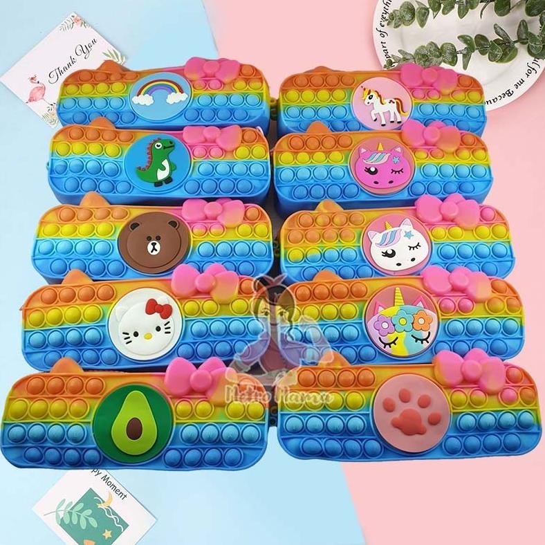 

dgh-43 Kotak Pensil Anak Pop It Tebal Tempat Pensil Silikon Alat Tulis Sekolah Hello Kitty Unicorn Murah