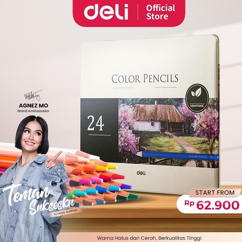 

fb-43 Deli High-grade Oil Pencil Color Pensil Warna Minyak 48/72 Warna 6567 6568 Berkualitas