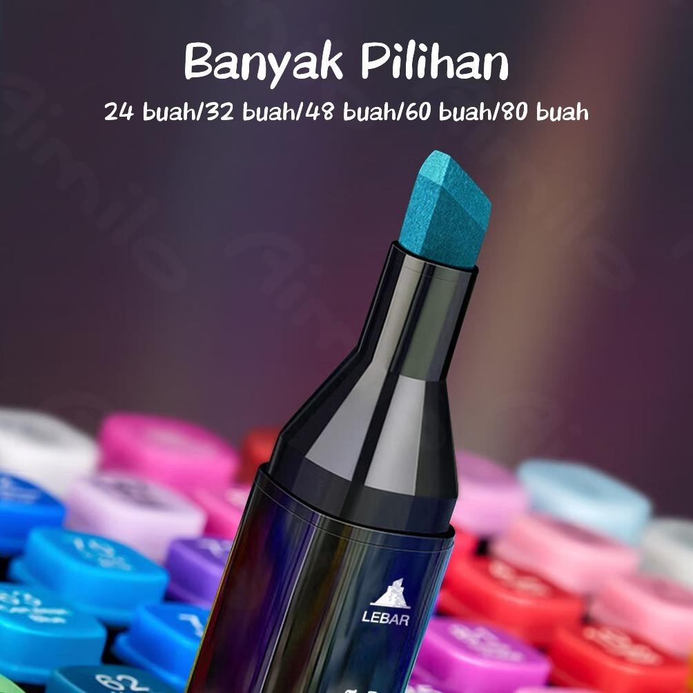 

er-6 [READY] Aimilo Spidol Warna Warni 1 Set Sketch Marker 2 Tip kartun Touch Marker 24/36/48/60/80 Warna Terlaris