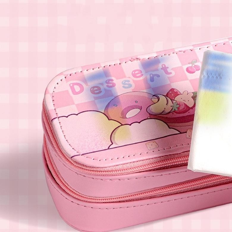 

It34 Kotak pensil 2 susun karakter lucu kartun Tempat pensil pulpen 2 layer Korean style pencil case Tempat alat tulis 2 tingkat anak sekolah Premium