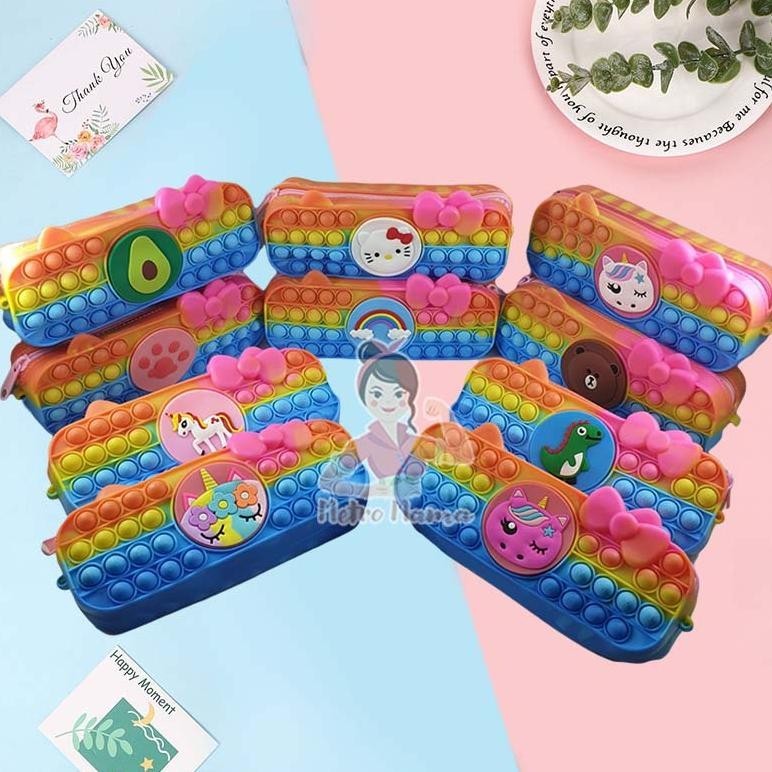 

OKK-1520 Kotak Pensil Anak Pop It Tebal Tempat Pensil Silikon Alat Tulis Sekolah Hello Kitty Unicorn Premium