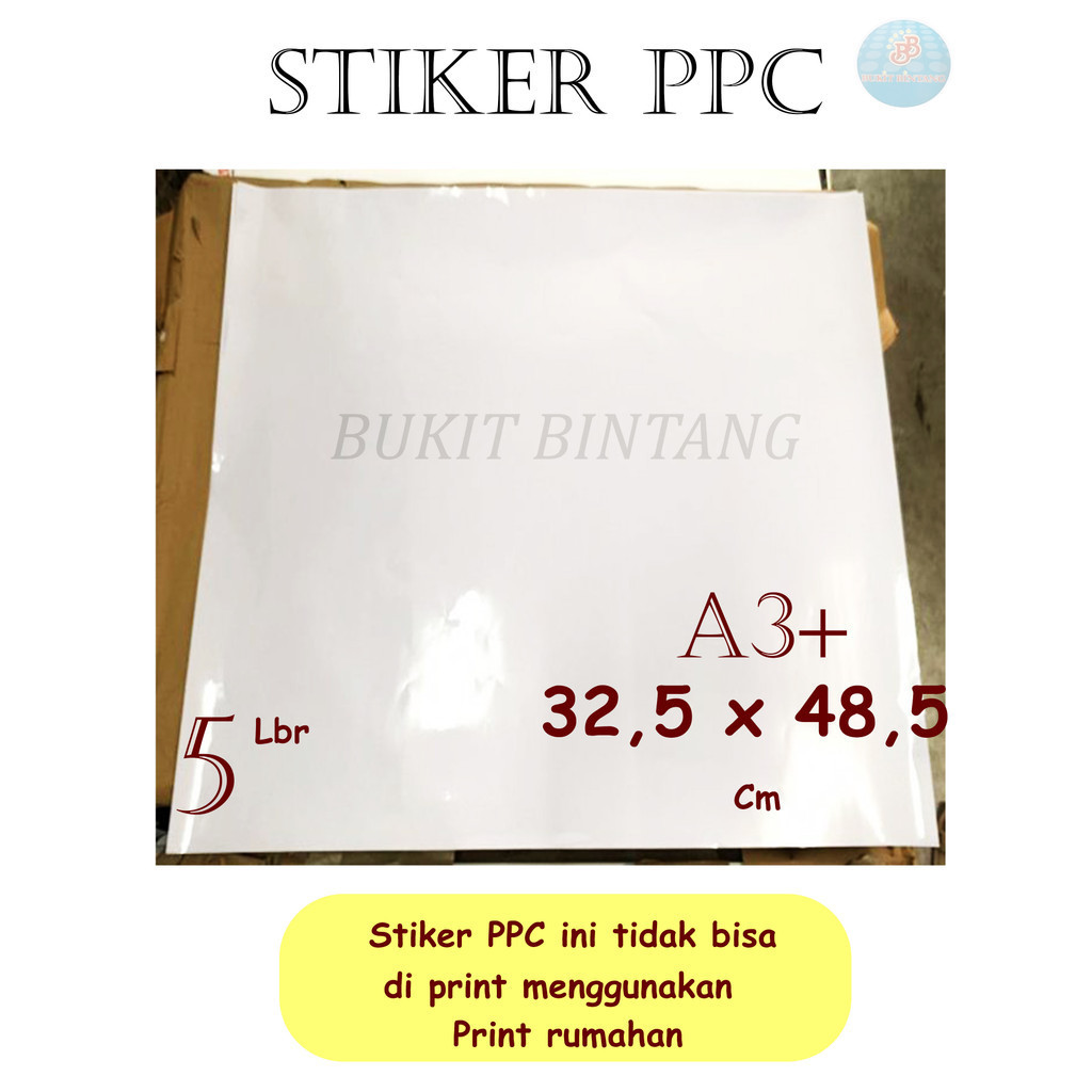 

Stiker Vynil PPC bahan plastik anti air Merk Camel Ukuran A3+ ( 32,5 x 48,5 Cm ) Isi 5 Lembar
