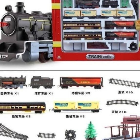 Jumbo Kereta Mainan Lokomotif Fenfa Railking Gerbong Rel Train Railcar Railway Station Angkutan Muat