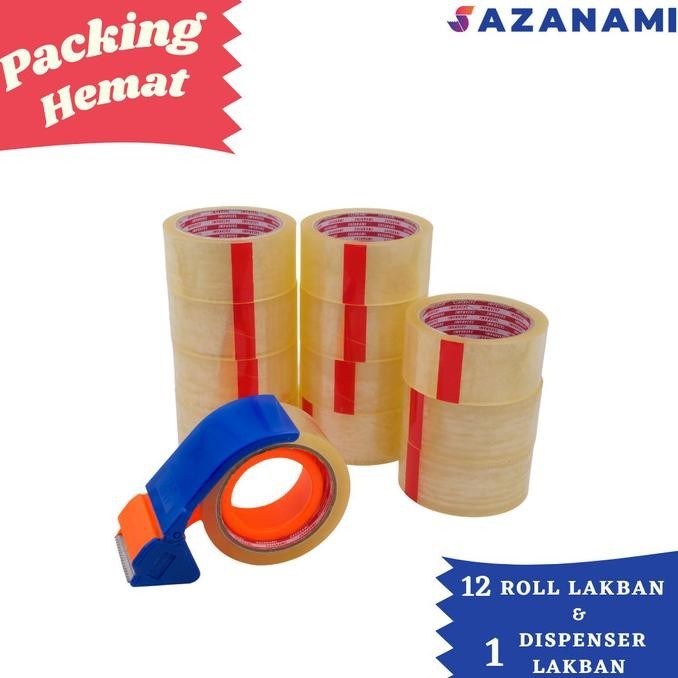

Update PACKING HEMAT 2A 12 ROLL LAKBAN BENING 45MM X 80Y + DISPENSER LAKBAN saz4