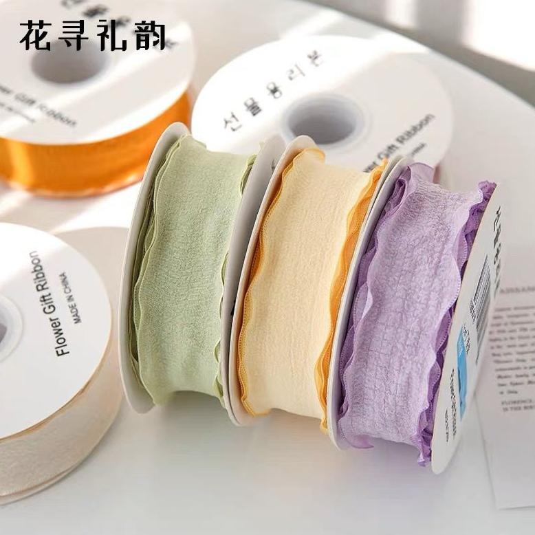 

Oy58 [1ROLL/9METER] Korea Ribbon Wave / Pita buket bunga / Pita kado / Flower bouquet ribbon roll Original