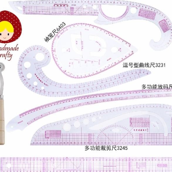 

Ggaris Jahit Pola 7 Pcs Set/Sewing Ruller 7 Pcs Set