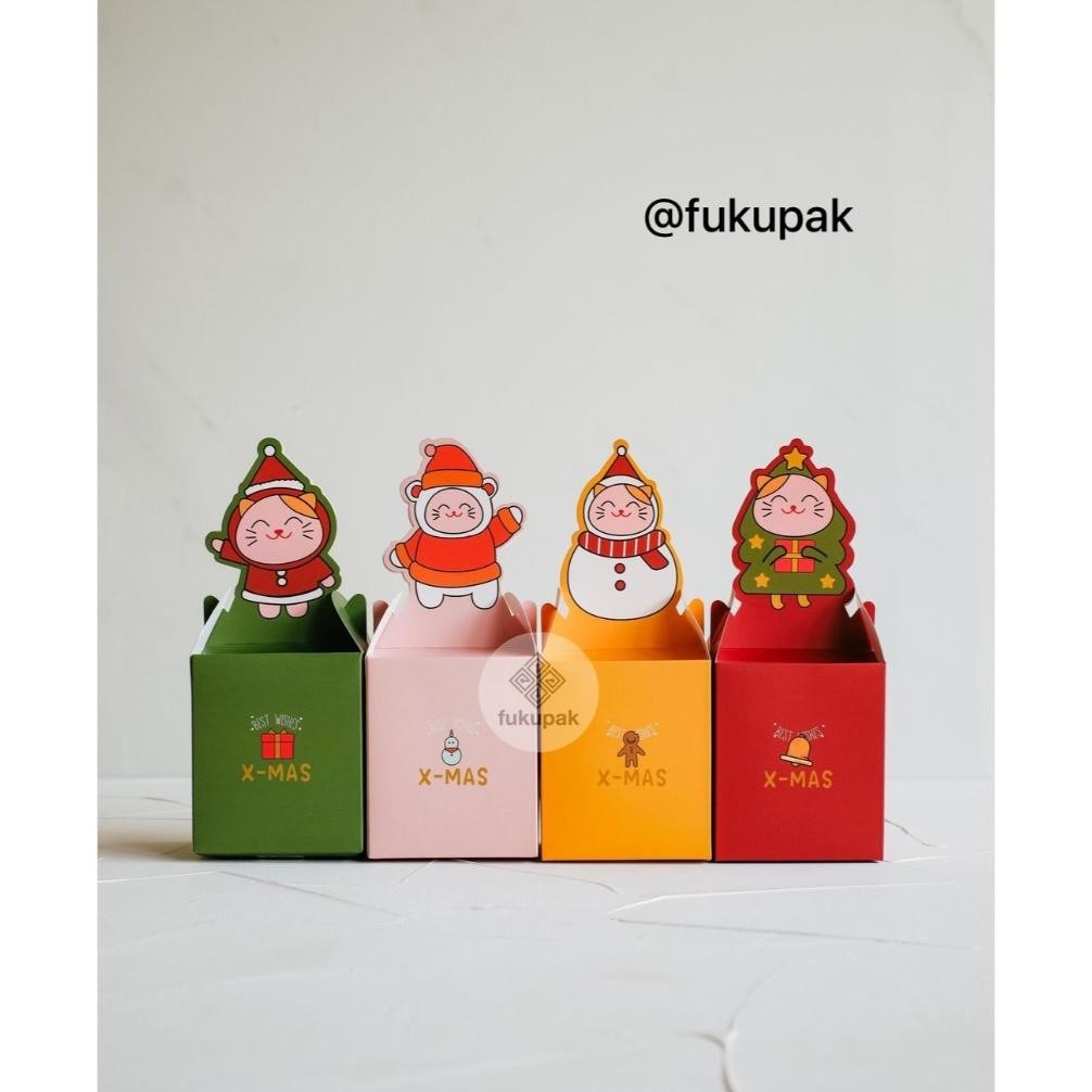 

u-45 Small Christmas Box (12pcs), Kotak Natal Kecil Goodie Bag Permen Kue Roti Snack Terlaris