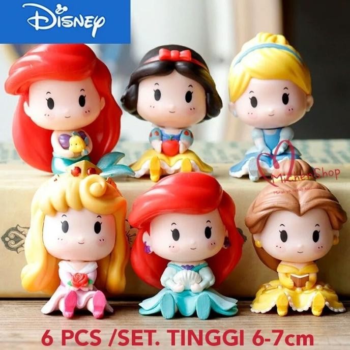 

Topper kue Princess Ariel Cinderella Snow White set 6 pcs Chibi Figure