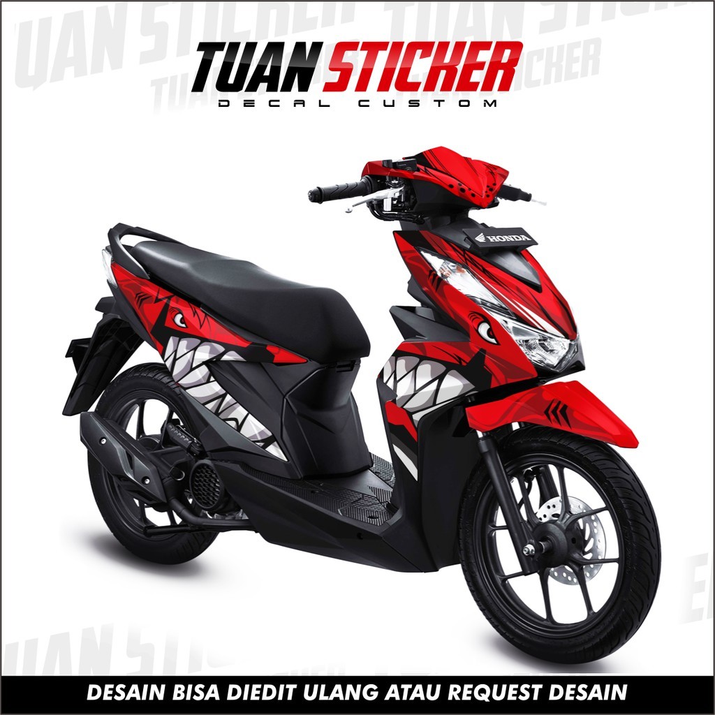 Sticker Striping Decal Beat 2020, Sticker Beat, Decal Beat, Striping beat 2020 full RED SHARK