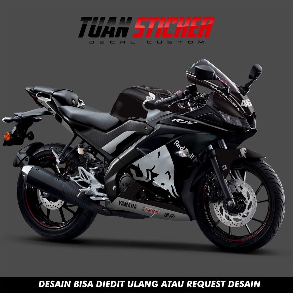 Sticker Striping Decal Yamaha R15 V3, Sticker Decal R15 V3, Sticker R15 , striping R15 V3 Black Bull