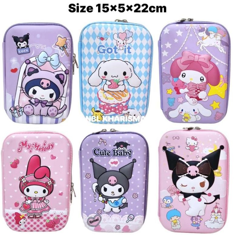 

Rwe-45 Tempat Pensil 3D Kotak Pensil Anak Perempuan 3D Import Waterproof Motif Kuromi Cinomoro Melody Unicorn Terlaris