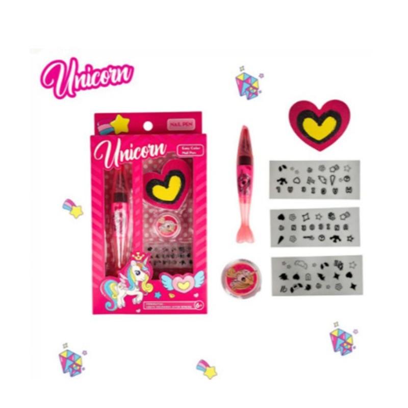 (Desty Shop)Unicorn Nail Pen Mainan Kutek Kuku Anak Assorted