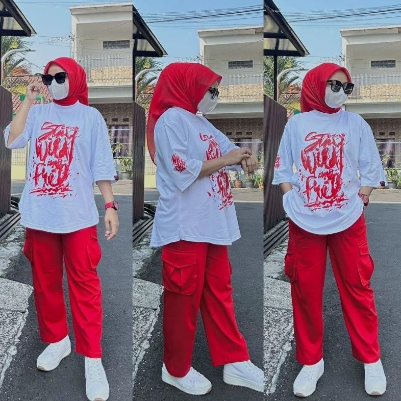 Setelan Celana Wanita Setelan Cargo Setcel Wanita Nio Setelan Kaos Dan Celana Cargo