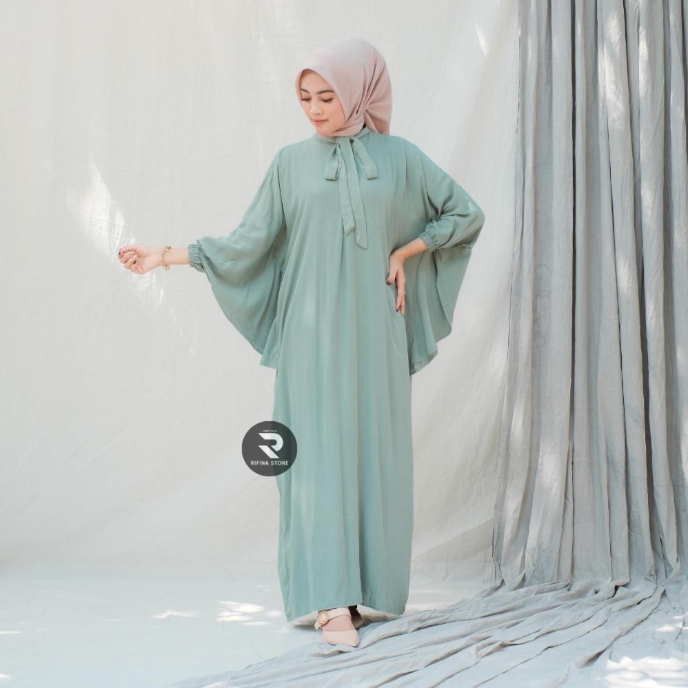 Gamis Kaftan Pesta Mewah Zalea Lengan Batg Rayon Simple Elegan Dress Kondangan