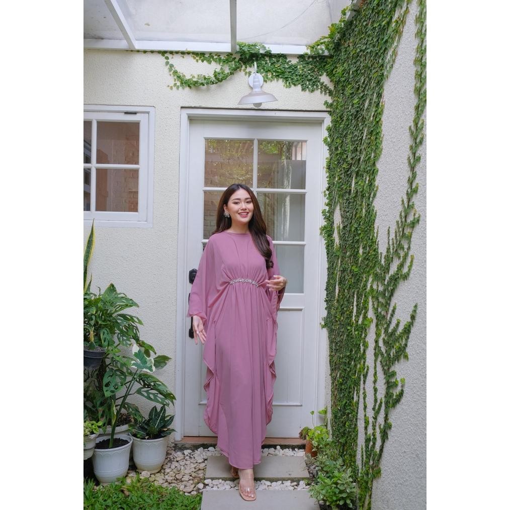 Gamis Kaftan Pesta Mewah Lasibha Kondangan Dress Muslim Putih Ceruty Dress Kondangan