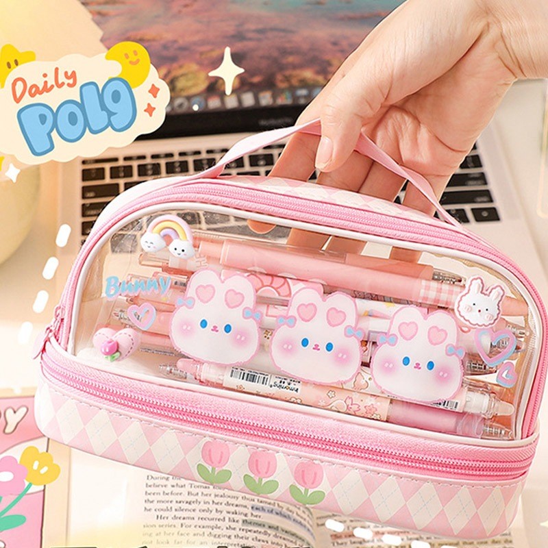 

POTONGAN HARGA K010 KOTAK PENSIL TRANSPARAN TERBARU / TEMPAT PENSIL KARTUN YANG LUCU / PENCIL CASE