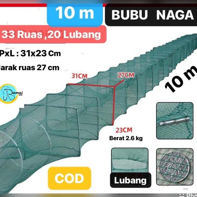 Bubu Naga 10M Perangkap Ikan Lr Persegi
