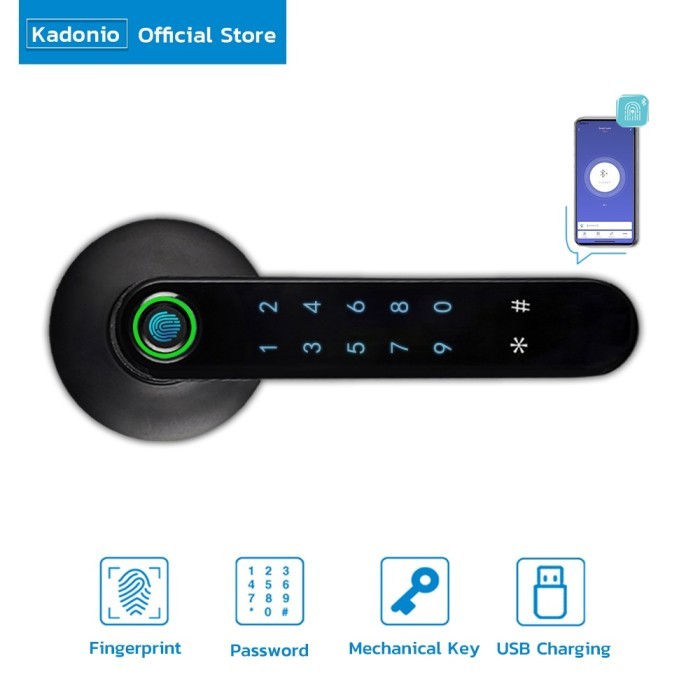 SMART DOOR LOCK KADONIO L406 Kadonio Smart Handle Door Lock Home Fingerprint Electronic Door Lock