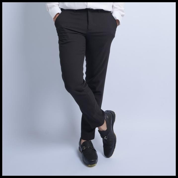 Celana Panjang Bahan Pria Hitam Polos Celana Kantor Formal Slimfit