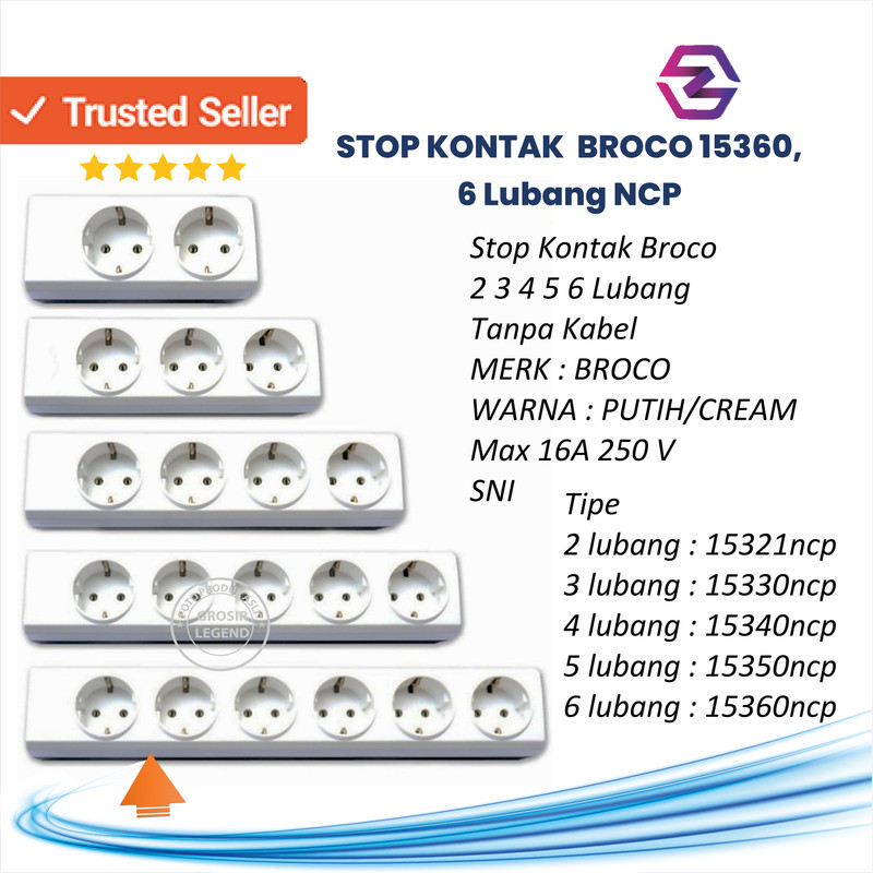 Stop Kontak Terminal 6 Lubang Broco NCP / Tanpa Kabel
