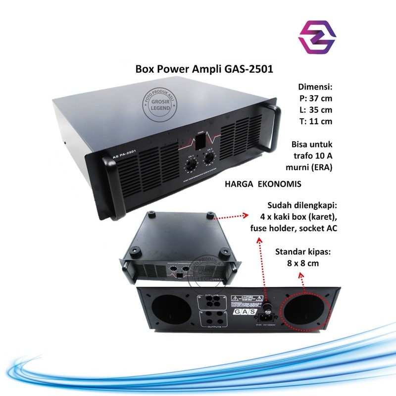 Box power amplifier kosongan besi hitam Gas Pa 2501