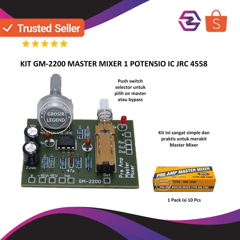 Kit master mixer 1 potensio IC JRC 4558 GM 2200
