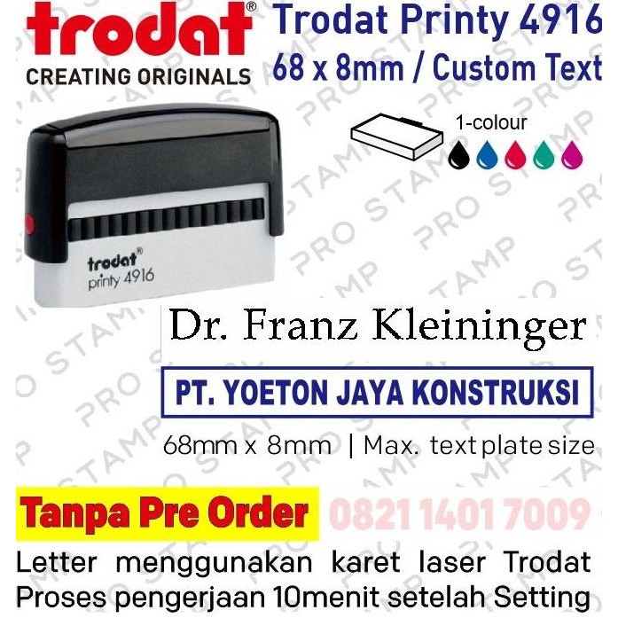 

New | Bagus Stempel Otomatis Printy / Custom Design Trodat 4916