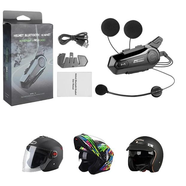 Motorcycle Intercom Bluetooth Headset Earphone Mic Mikrofon Helm Motor