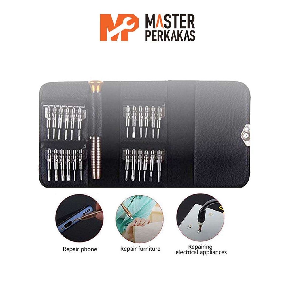 Obeng Dompet Set 25 in 1 MP / Torx Reparasi Repair Handphone Kacamata Screwdriver