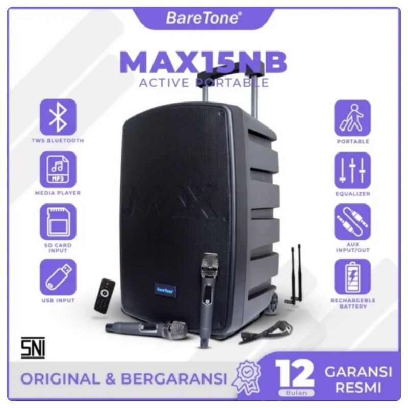 NEW ARRIVAL Speaker Portable BARETONE 15inch MAX 15NB Power 800Watt