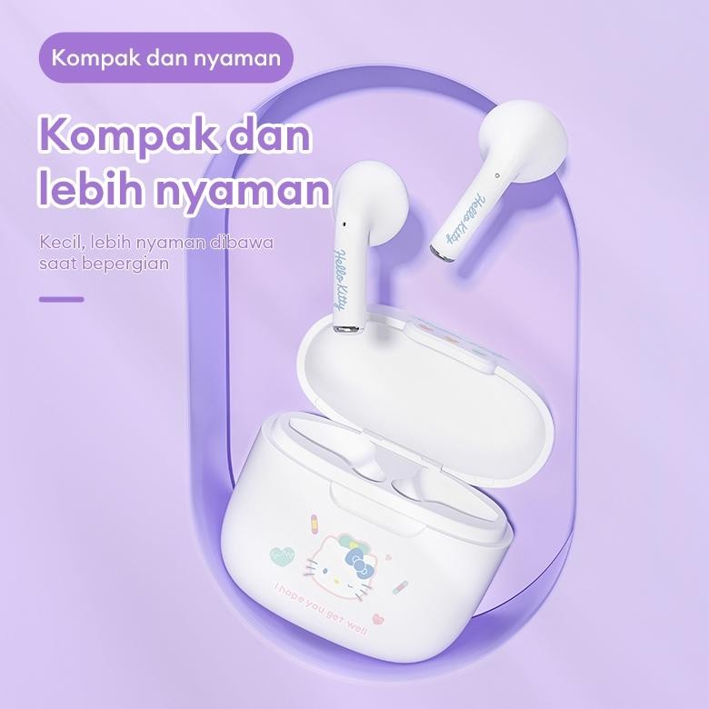 Trt Miniso x Sanrio YP68 Wireless Bluetooth Earphones TWS Noise Reduction HD Call With Mic Bt5.4 TER