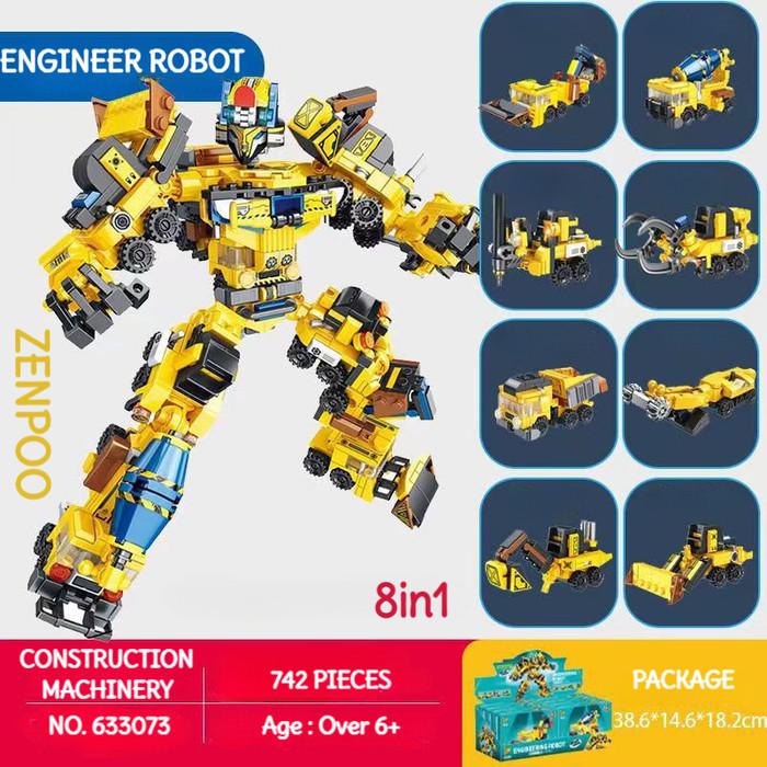 Licy Transformer Robot 4In1 8In1 Mainan Brick Balok Susun Panlos/Sembo