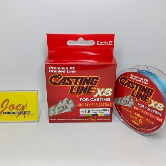 Casting Line X8 Pe#1,5 - 34Lb Multicolour Benang Pancing Senar Pe