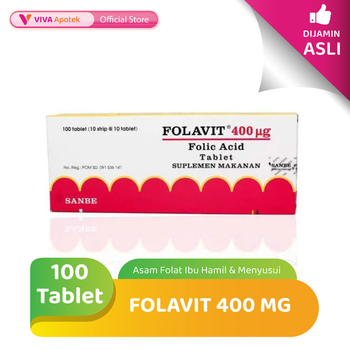 Folavit 400 mcg Vitamin Asam Folat Ibu Hamil & Menyusui (10 Strip)