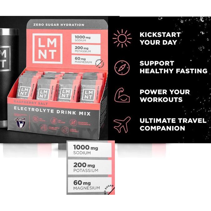 

LMNT Zero-Sugar Electrolytes Keto Paleo Hydration Powder Packets __Nasara