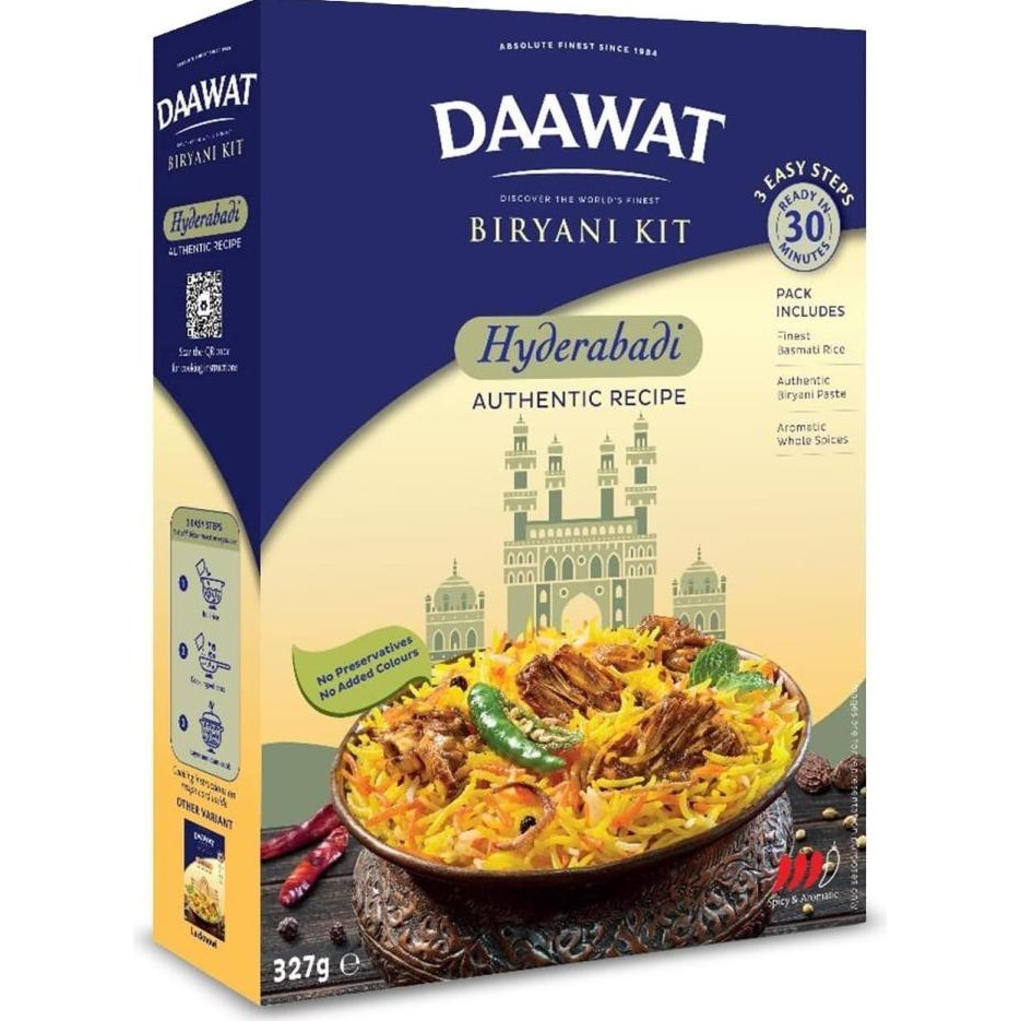 

best produk] DAAWAT BIRYANI KIT HYDERABADI 327G / Ready to Cook Meal Kit Includes