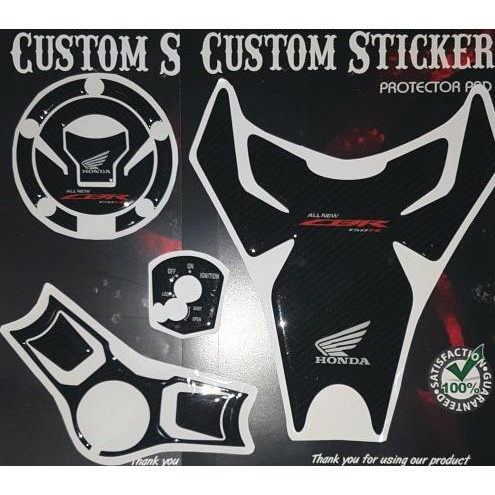 Tank pad set honda cbr 150 new facelift fuelpad keypad segitiga carbon