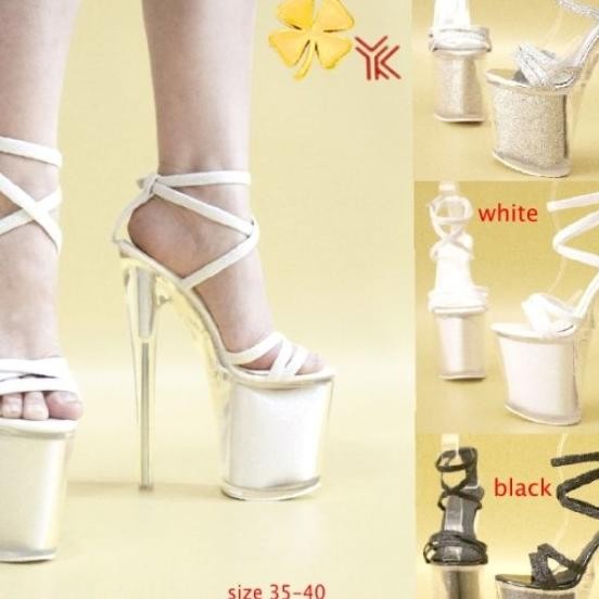 Ykshoes 1787 Heels 20Cm Strappy Stiletto Heels Tali Bla White Sier