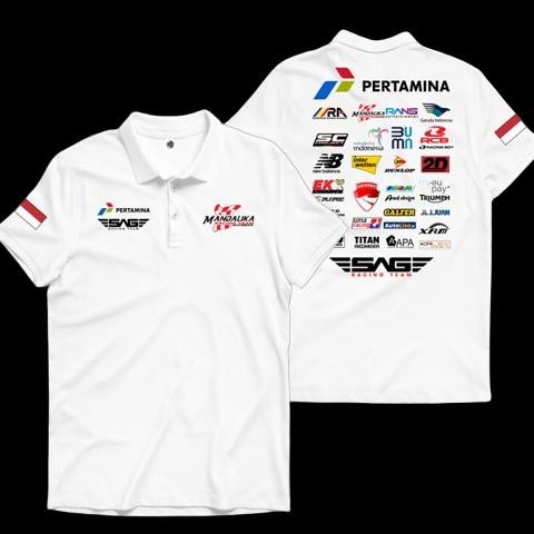 Promo Polo Shirt Kaos Kerah Pertamina Mandalika Premium Sponsor Pada Motor Sag Racing Team Original 