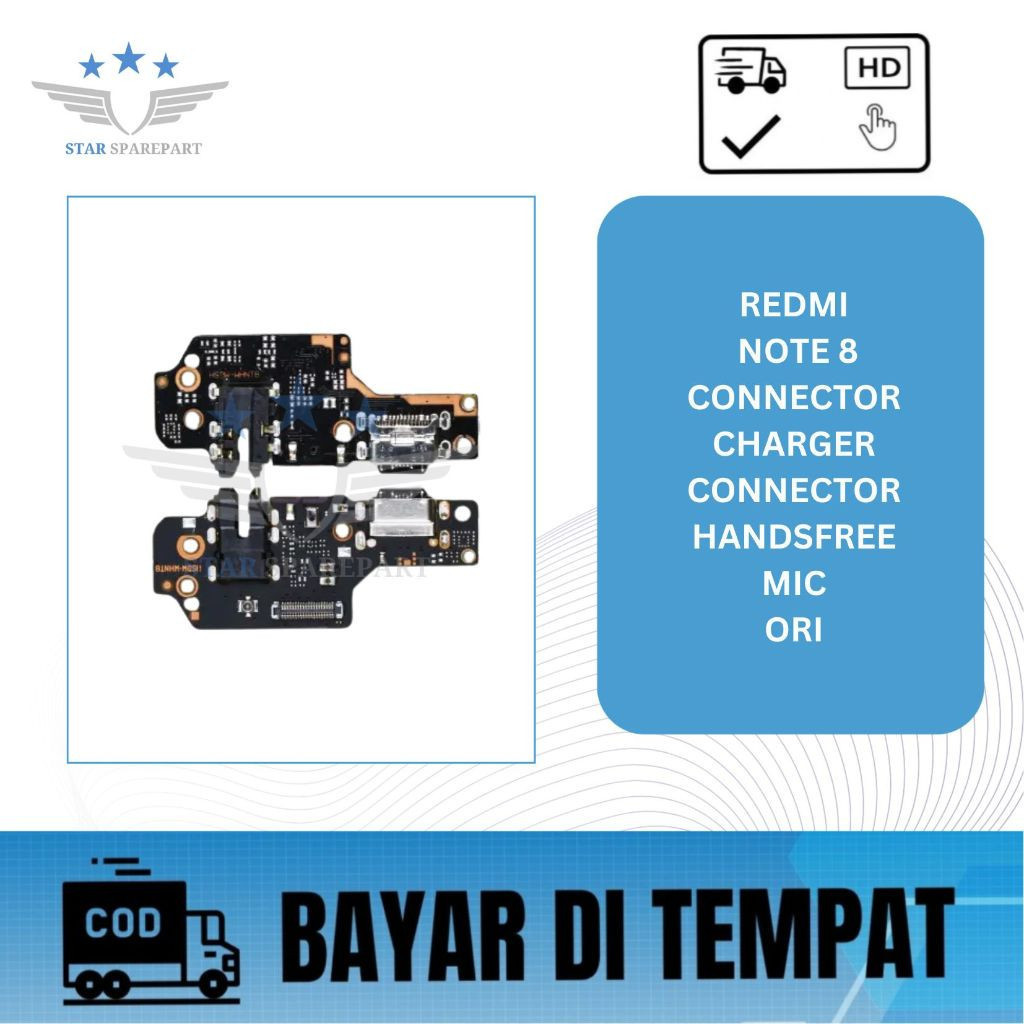 FLEXIBEL XIAOMI REDMI NOTE 8 + CONNECTOR CHARGER + HANDSFREE+ MIC ORI