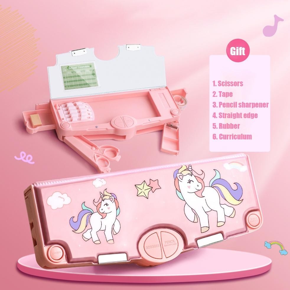 

nl-8 CODKotak Alat Tulis/Kotak Pensil Pola Kartun Rautan Kapasitas/Tempat Pensil Dua Lapis Bahan Plastik Multifungsi Untuk Anak /alat tulis aesthetic Berkualitas